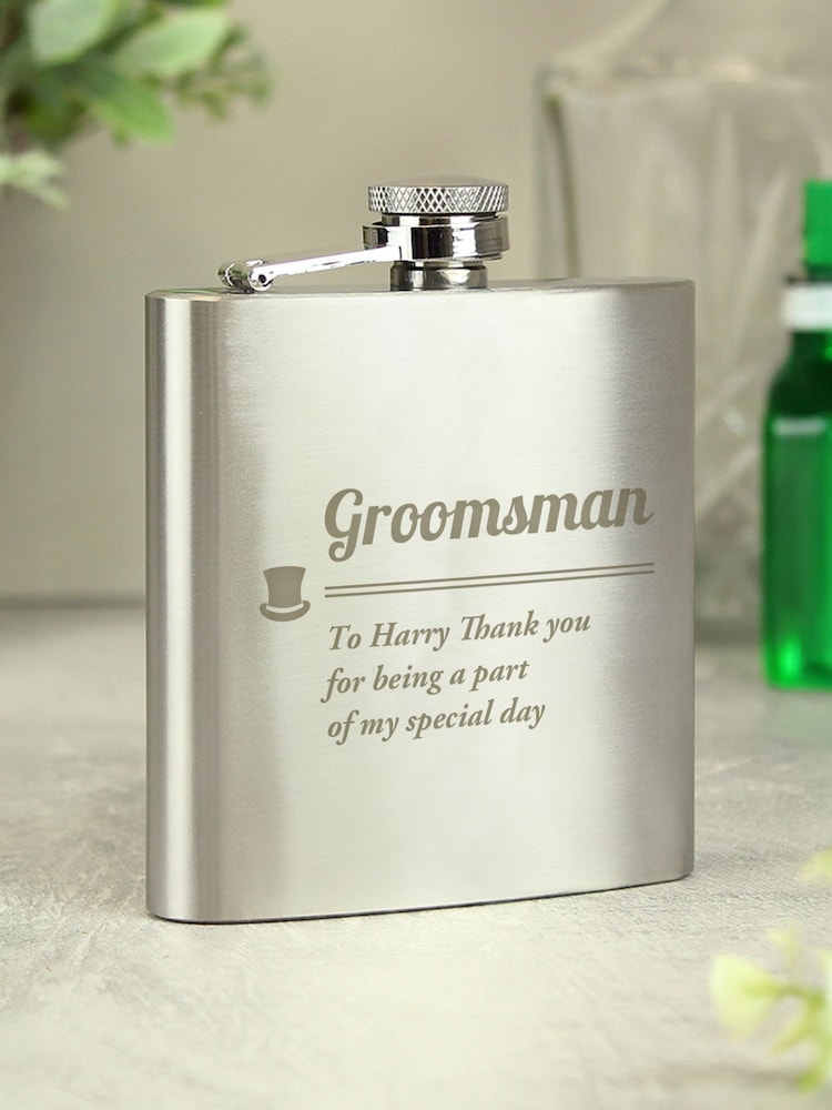 PMC Personalised Groomsman Hip Flask - Image 1 of 3