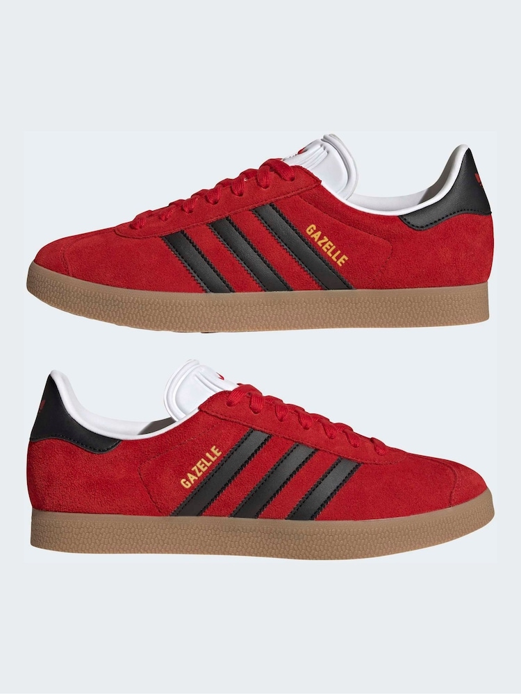 Mens adidas Originals Red/Black Gazelle Trainers US 13 (UK 11.5)