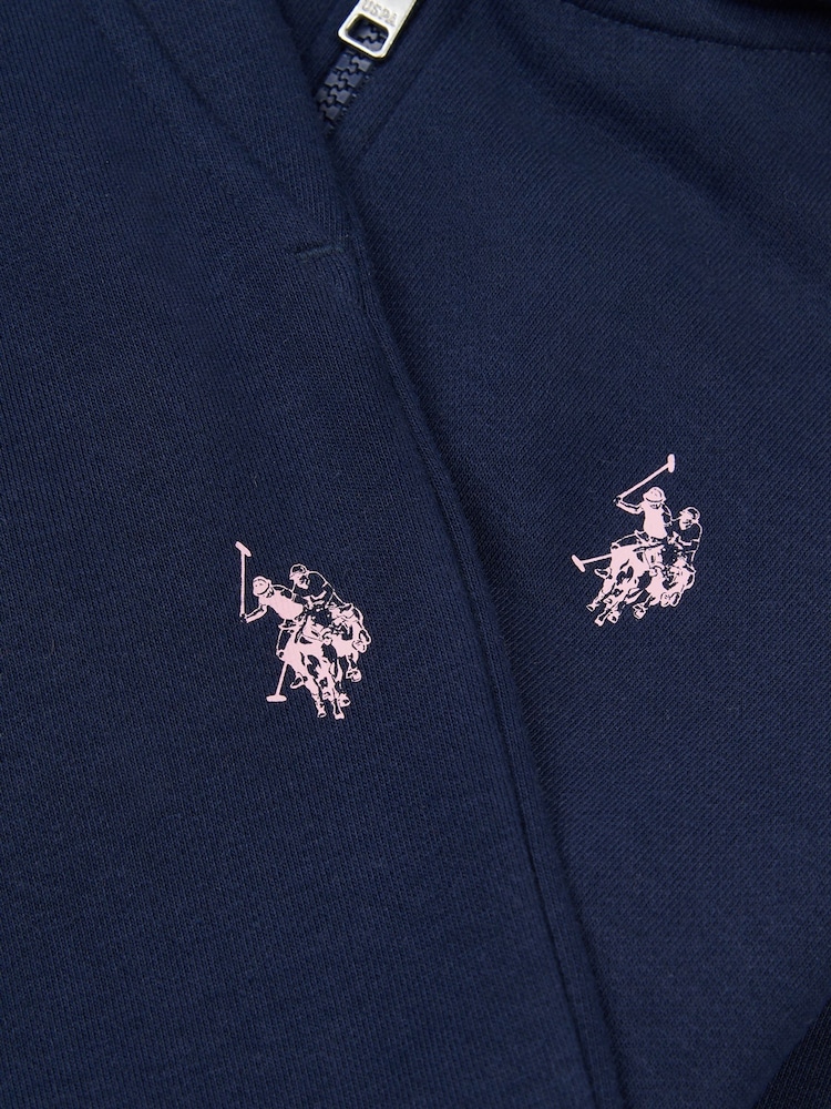 U.S. Polo Assn. Blue Girls Relaxed Fit Zip Hoodie and Joggers Set - Image 5 of 5