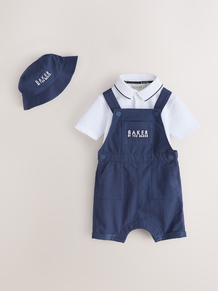 Baker by Ted Baker Seersucker Dungaree,Polo Shirt and Hat Set - Image 1 of 5 Baker by Ted Baker Seersucker Dungaree,Polo Shirt and Hat Set - Image 1 of 5
