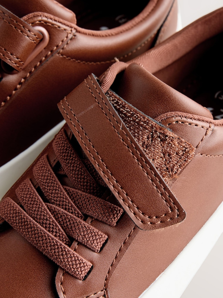 Tan Brown Touch Fastening Elastic Lace Smart Trainers - Image 5 of 5 Tan Brown Touch Fastening Elastic Lace Smart Trainers - Image 5 of 5