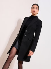 Negro - Friends Like These Tailored Crombie Mid Length Jacket - Imagen 1 de 4