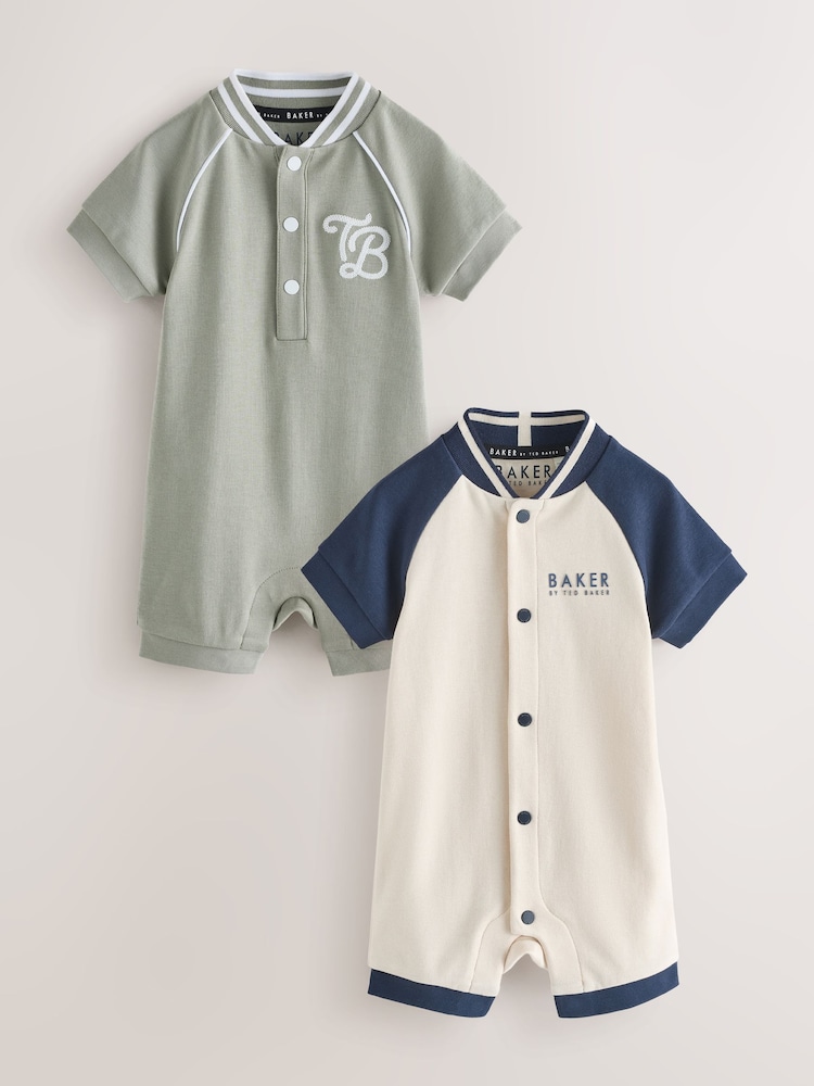 كاكي/كريم - أزرق/صخري ـ حزمة من 2 ثوب أطفال بتصميم رياضي جامعي من Baker by Ted Baker - صورة 1 من 7