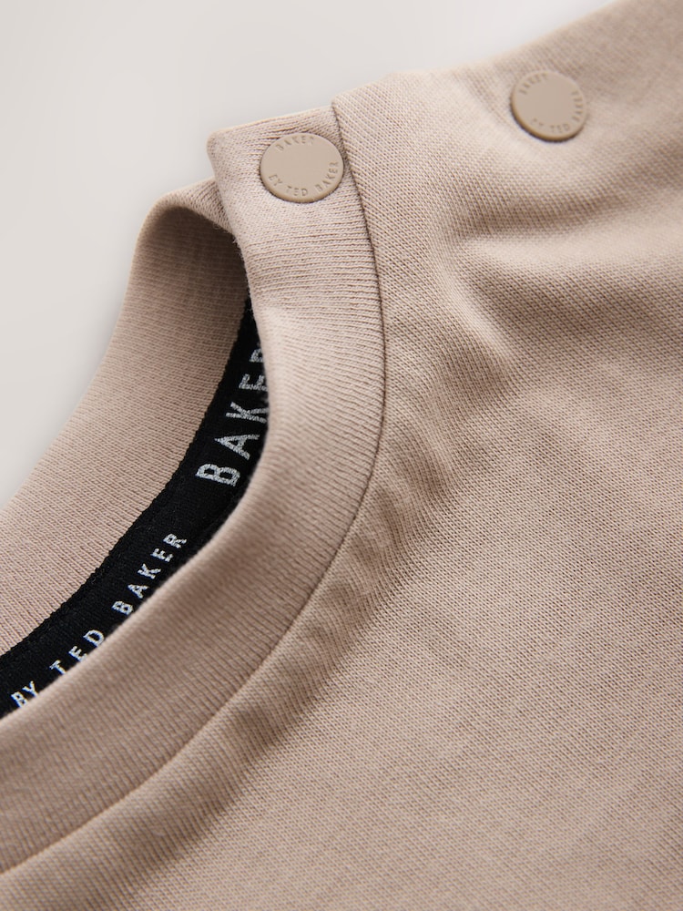 Baker by Ted Baker Stone Striped Dungaree and Short Sleeve T-Shirt Set - Image 8 of 8