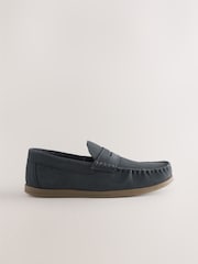 Navy Leather Penny Loafers - Image 2 of 5