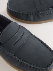 Navy Leather Penny Loafers - Image 3 of 5