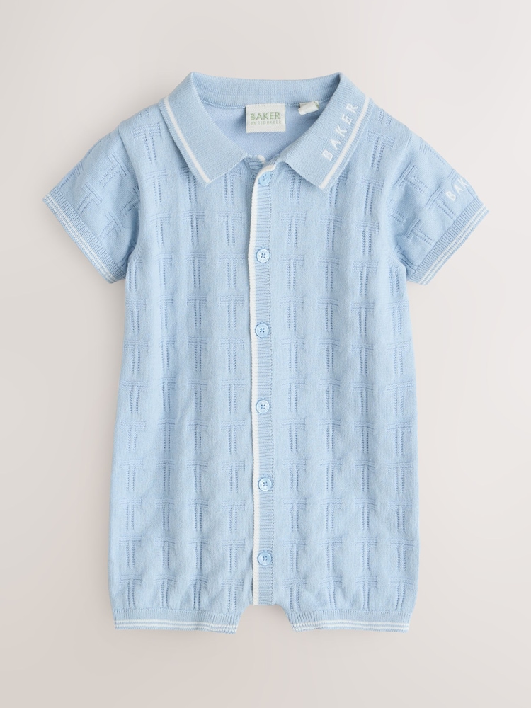 Baker by Ted Baker Blue Knitted Romper - Image 1 of 6
