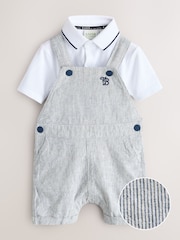 Baker by Ted Baker Stripe Dungaree and Polo Shirt Set - Image 1 of 5