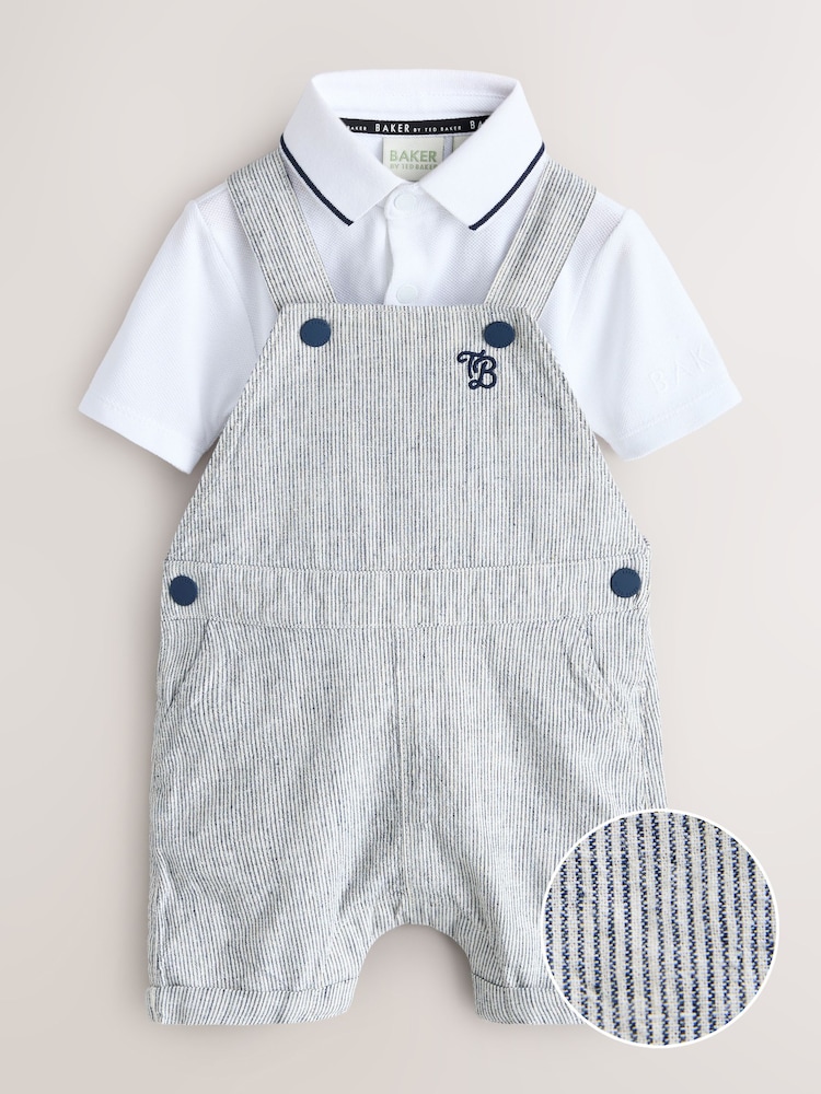 Baker by Ted Baker Stripe Dungaree and Polo Shirt Set - Image 1 of 5