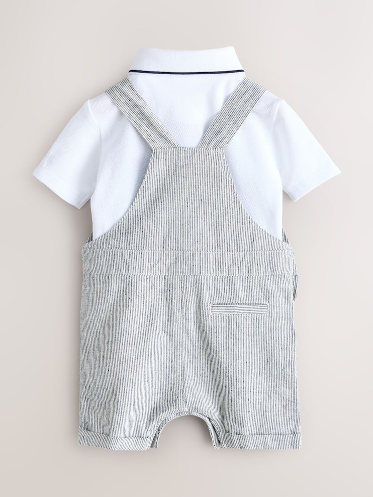 Baker by Ted Baker Stripe Dungaree and Polo Shirt Set - Image 2 of 5