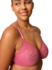 Glossies Pink Lace Sheer Moulded Bra - Image 2 of 4