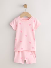Pink Bow and Heart Print Short Pyjamas 3 Pack (9mths-12yrs) - Image 4 of 7