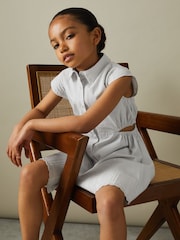 Reiss Blue Elliot 9-13 yrs Cotton Embroidered Cut-Out Dress - Image 1 of 4