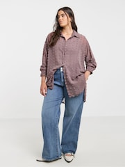 Simply Be Pink Oversized Dobby Shirt - Image 1 of 4