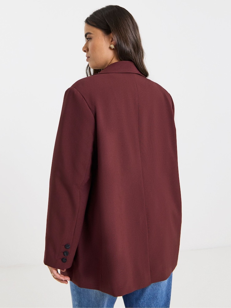 Simply Be Red Oversized Single Breasted Blazer - Image 2 of 4 Simply Be Red Oversized Single Breasted Blazer - Image 2 of 4