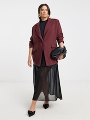 Simply Be Red Oversized Single Breasted Blazer - Image 5 of 5