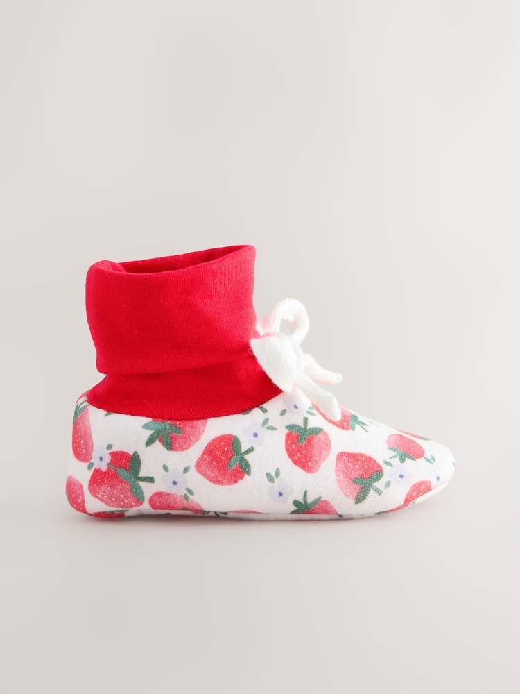 Red Strawberry Baby Sock Top Boots (0-18mths) - Image 2 of 4 Red Strawberry Baby Sock Top Boots (0-18mths) - Image 2 of 4