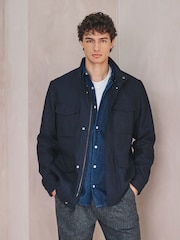 Navy Linen Four Pocket Field Jacket - Image 1 of 12