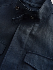Navy Linen Four Pocket Field Jacket - Image 11 of 12
