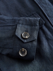 Navy Linen Four Pocket Field Jacket - Image 12 of 12