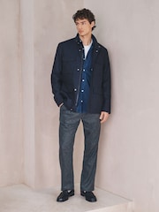 Navy Linen Four Pocket Field Jacket - Image 3 of 12