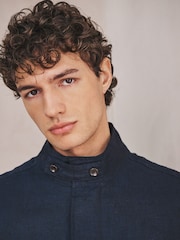 Navy Linen Four Pocket Field Jacket - Image 4 of 12