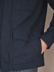 Navy Linen Four Pocket Field Jacket - Image 5 of 12