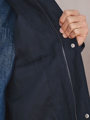 Navy Linen Four Pocket Field Jacket - Image 6 of 12