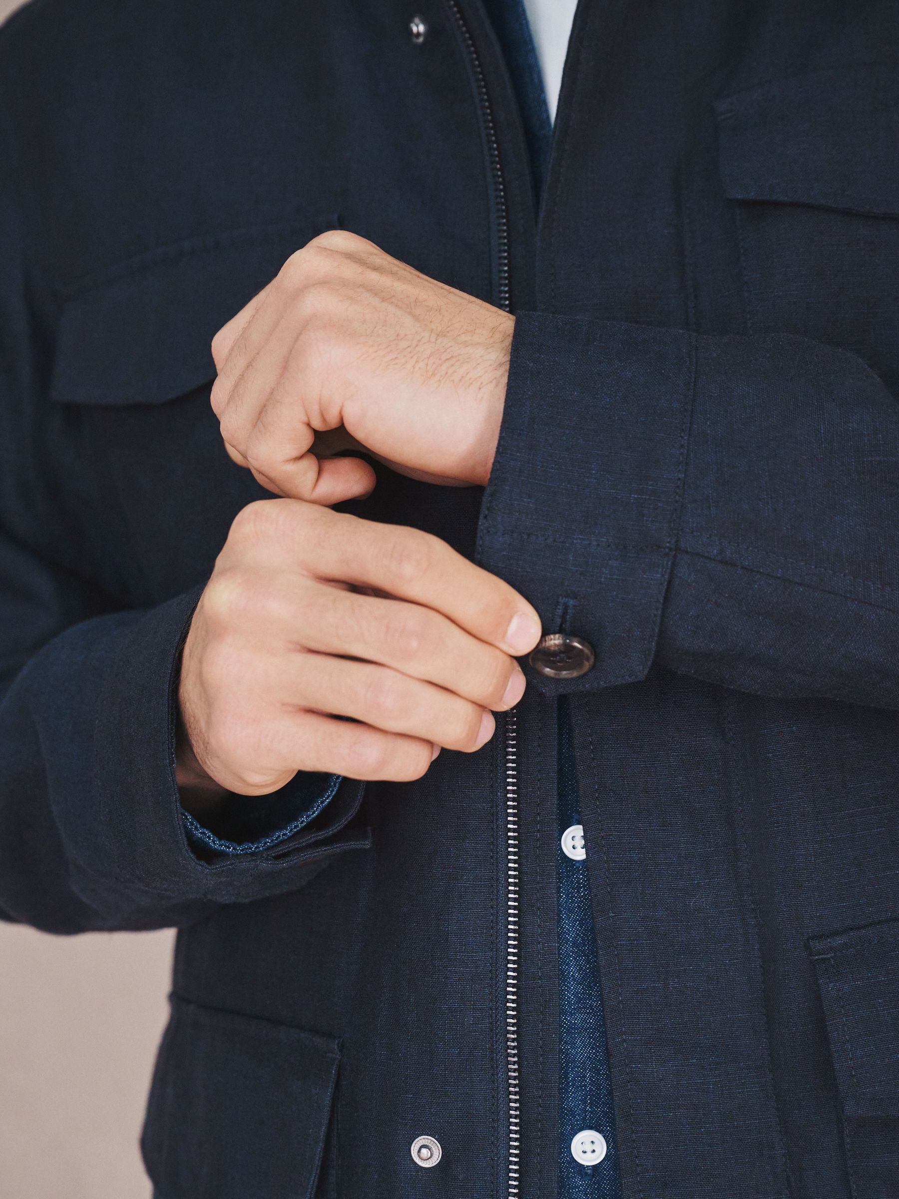 Buy Navy Linen Four Pocket Field Jacket from Next USA