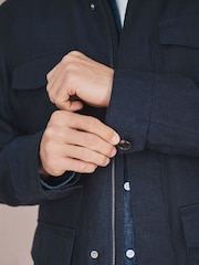 Navy Linen Four Pocket Field Jacket - Image 7 of 12