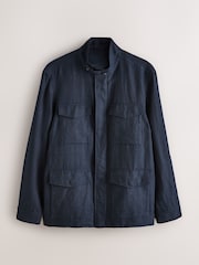 Navy Linen Four Pocket Field Jacket - Image 8 of 12