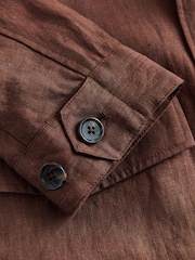 Brown Linen Four Pocket Field Jacket - Image 11 of 11