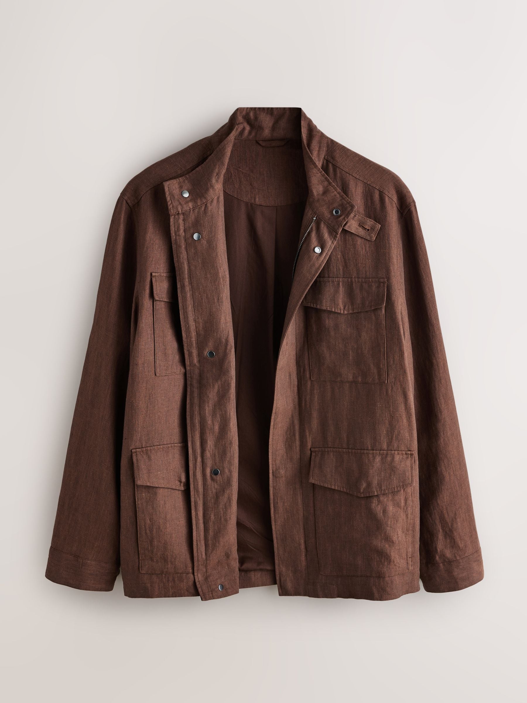 Buy Brown Linen Four Pocket Field Jacket from the Next UK online shop