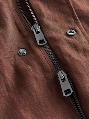 Brown Linen Four Pocket Field Jacket - Image 9 of 11