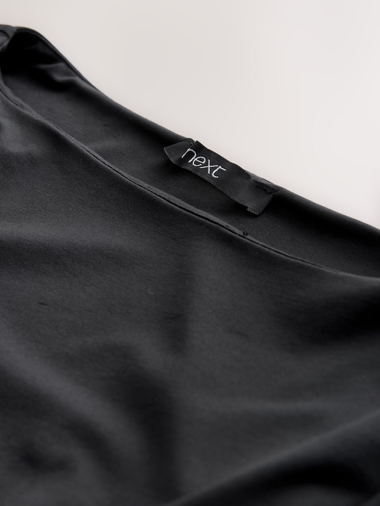 Black Soft Touch Slash Neck Half Sleeve T-Shirt - Image 3 of 3