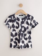 Mono Animal Tipped Soft Touch Slinky Polyamide Short Sleeved Top - Image 6 of 8