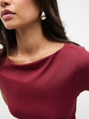 Borgonha - Camiseta de manga curta com decote em V e toque suave - Imagem 5 de 8