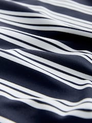Navy/White Stripe Tipped Soft Touch Slinky Polyamide Short Sleeved Top - Image 6 of 8