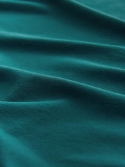 Teal Blue Tipped Soft Touch Slinky Polyamide Short Sleeved Top - Image 5 of 7