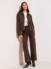 Friends Like These Chocolate Brown Short Zip Through Cosy Jacket - Image 2 of 5