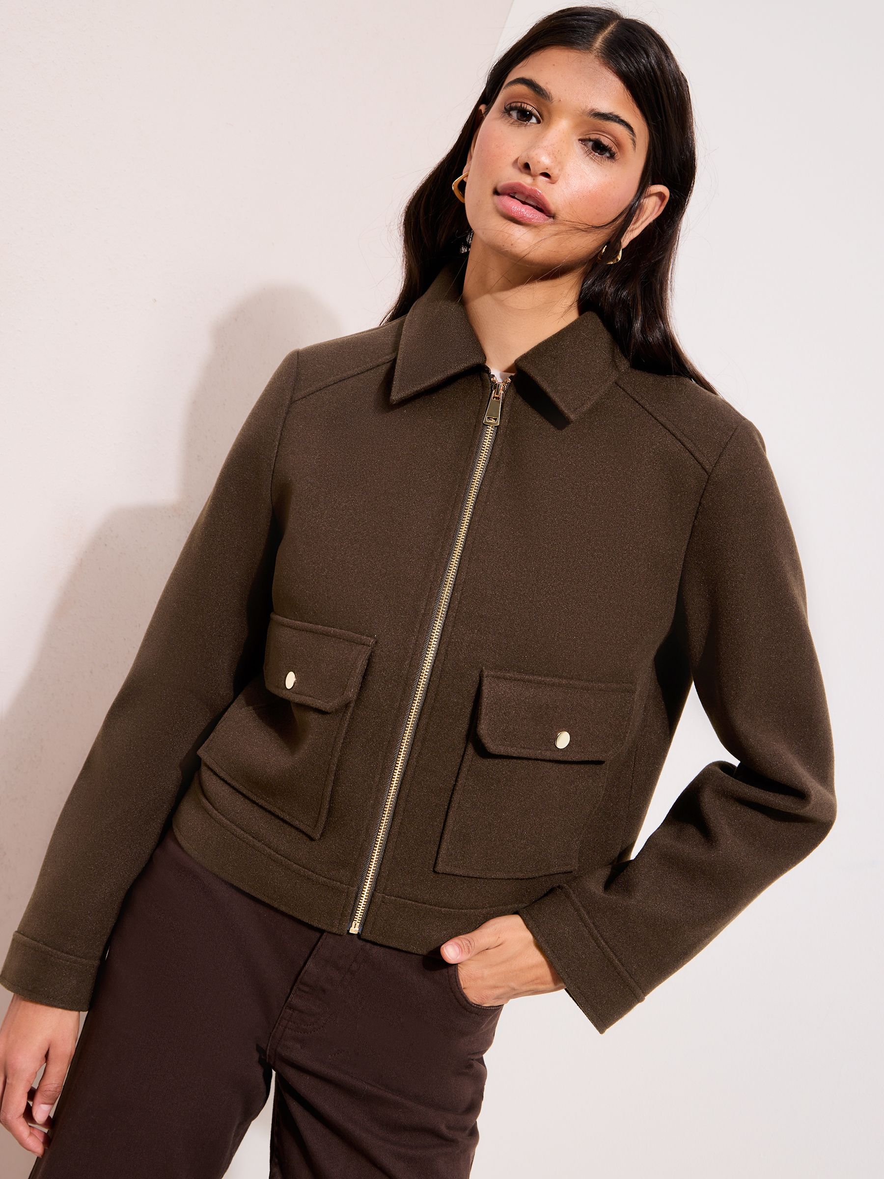 Buy Friends Like These Chocolate Brown Short Zip Through Jacket