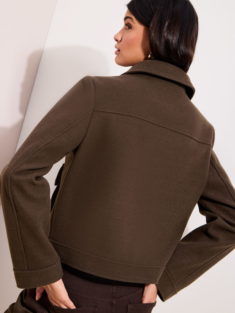 Friends Like These Chocolate Brown Short Zip Through Cosy Jacket - Image 5 of 5