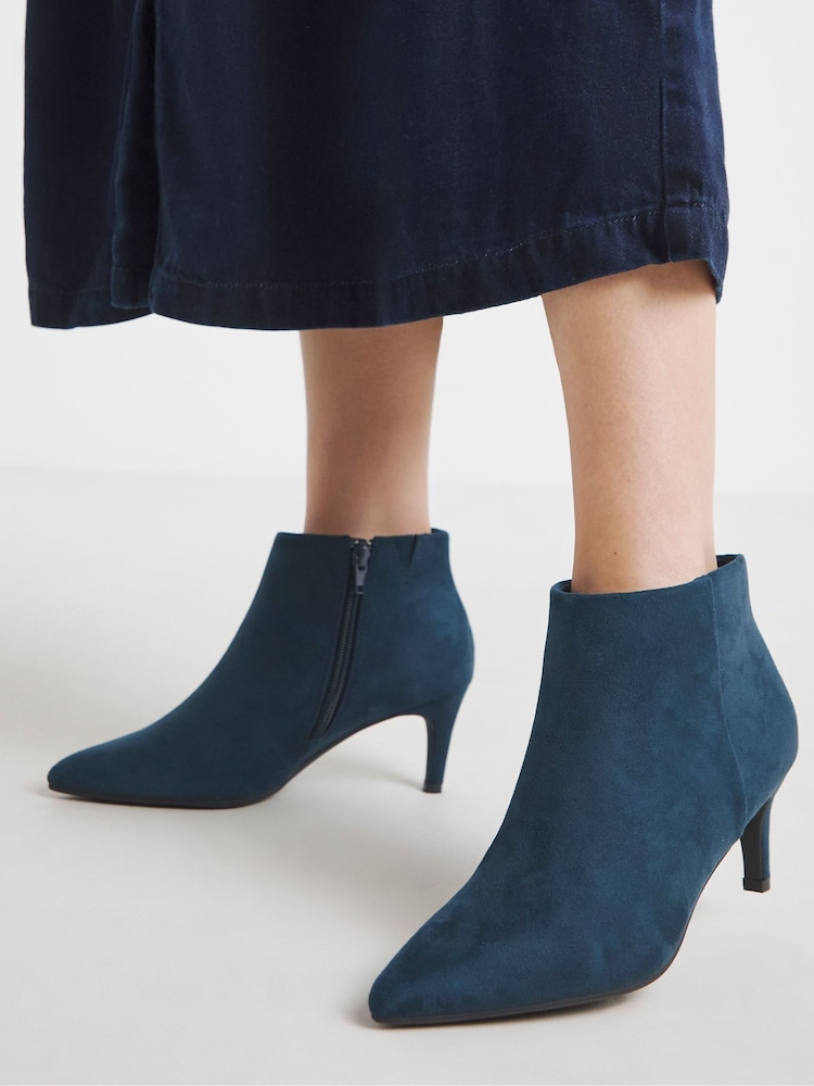 JD Williams Blue Extra Wide Fit Kitten Heel Pointed Toe Shoes Boots - Image 4 of 4