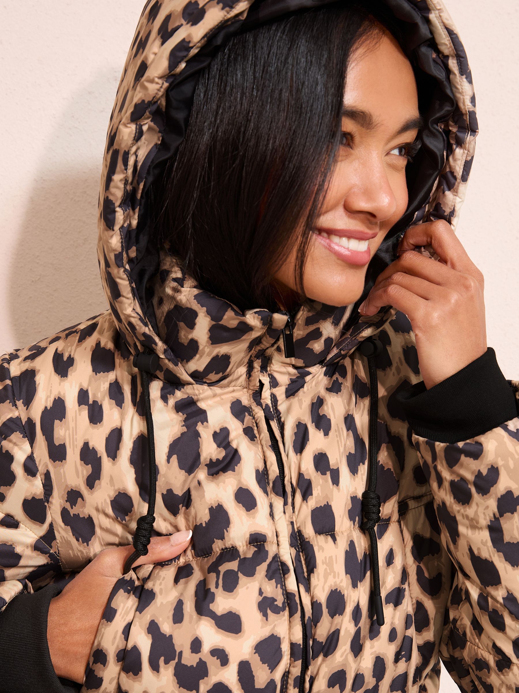 Buy Friends Like These Leopard Printed Mid Length Puffer Coat from