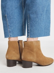 JD Williams Brown Wide Fit Low Block Heel Suede Ankle Boots - Image 2 of 4