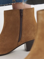 JD Williams Brown Wide Fit Low Block Heel Suede Ankle Boots - Image 3 of 4