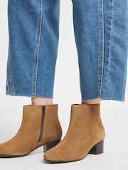 JD Williams Brown Wide Fit Low Block Heel Suede Ankle Boots - Image 4 of 4
