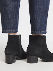 JD Williams Black Wide Fit Low Block Heel Suede Ankle Boots - Image 2 of 4