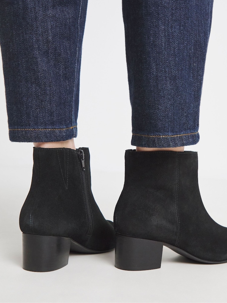 JD Williams Black Wide Fit Low Block Heel Suede Ankle Boots - Image 2 of 4