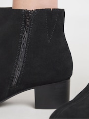 JD Williams Black Wide Fit Low Block Heel Suede Ankle Boots - Image 3 of 4